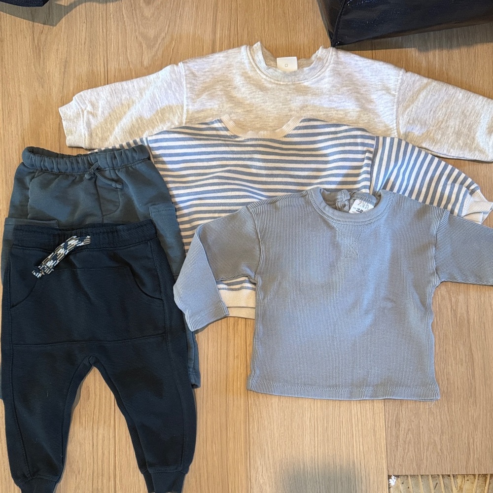 Zara  Blue & Gray Baby Clothing Set - 5 Pieces